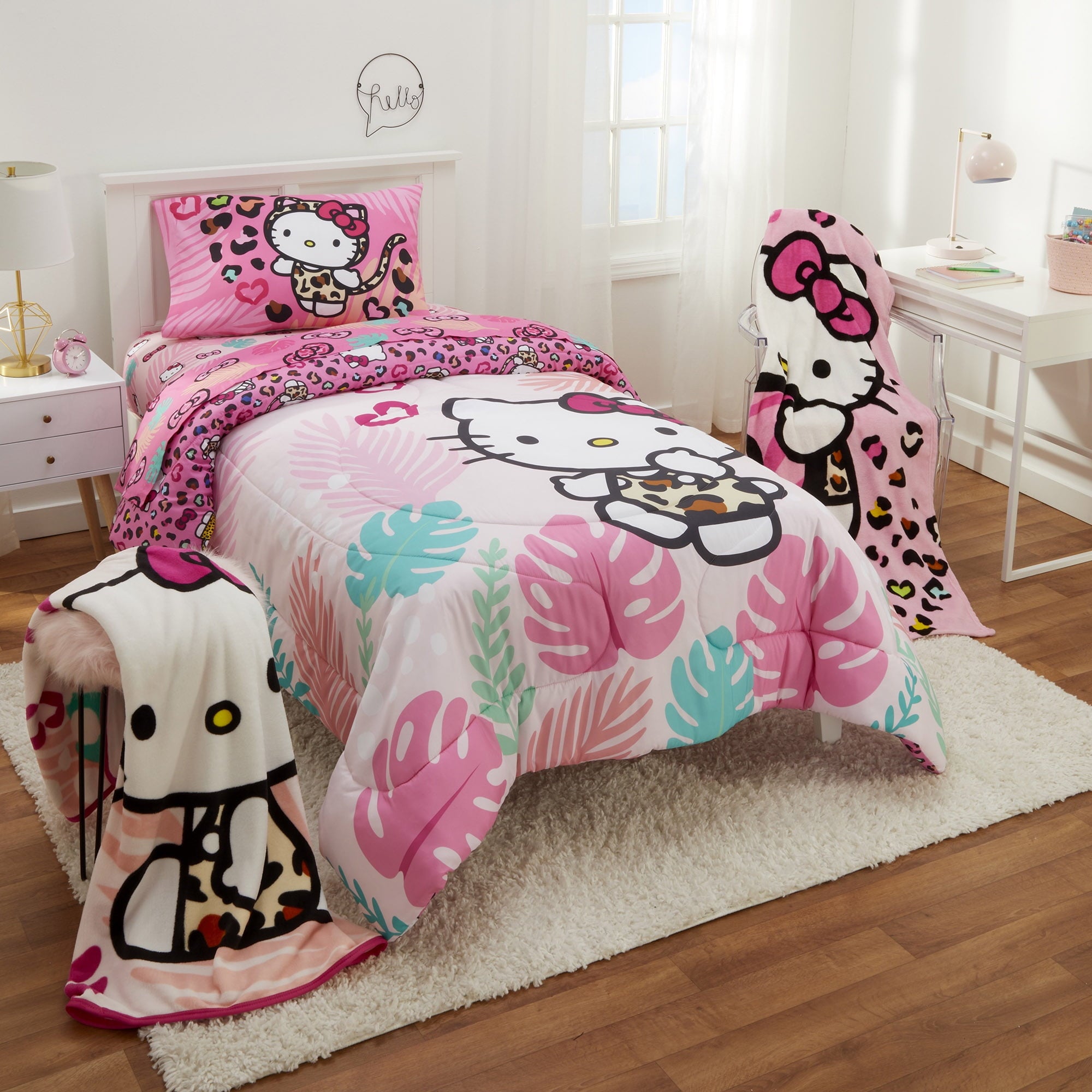 Kids Pink White Print Fleece Throw Blanket, 46 x 60 - Image 2