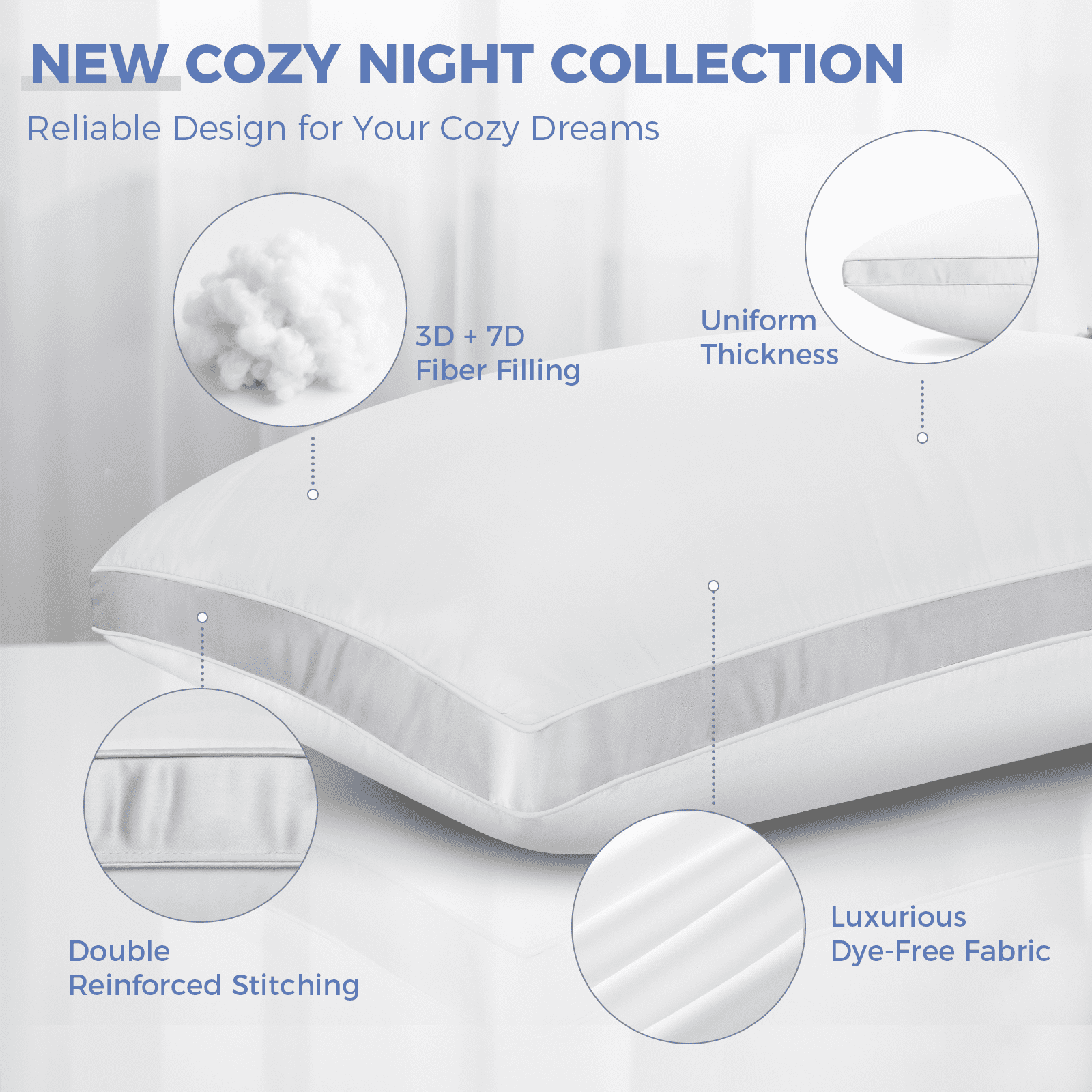 Bed Pillows King Size Set of 2, Luxury Hotel Quality,Fluffy and Supportive Gusseted Bed Pillows for Side, Back, or St... - Image 3