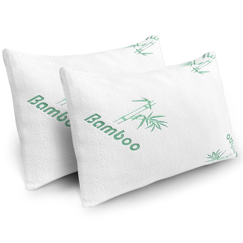 Memory Foam Pillows Queen Size Set of 2 - Cooling Bed Pillows for Sleeping - Back, Stomach, Side Sleeper Soft, Comfy Cool Shredded - 2 Pack, - Image 4