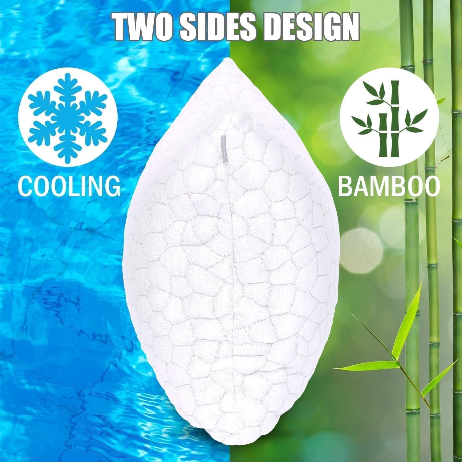 Shredded Memory Foam Pillows for Sleeping, Bed Pillows Queen Size Set of 2 Pack Adjustable for Side and Back Sleeper with Washable Removable - Image 6