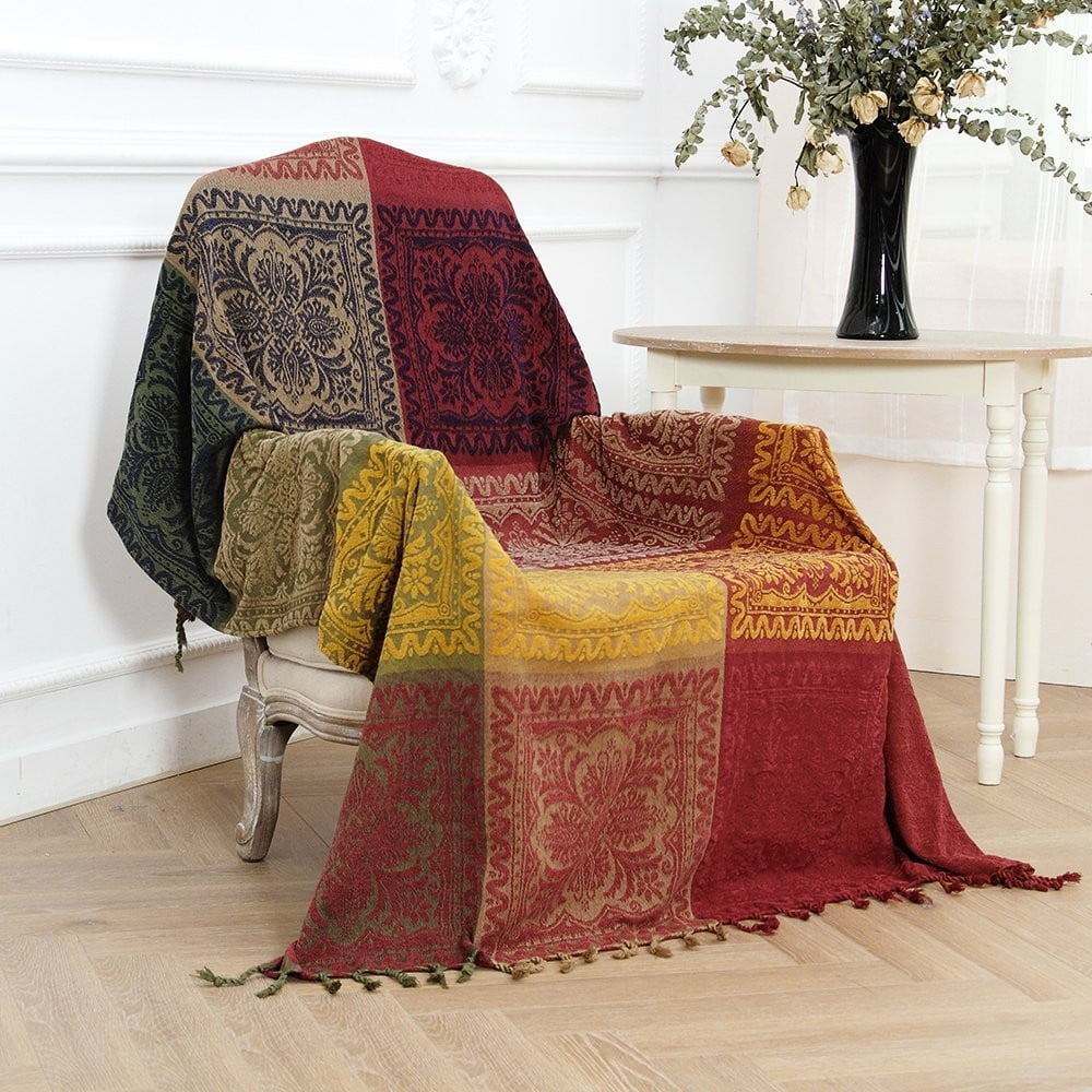 75x60 Inch Machine Wash Boho Tribal Throws Blankets Colorful Bohemian Hippie Chenille Throw Covers Couch Furniture So... - Image 4
