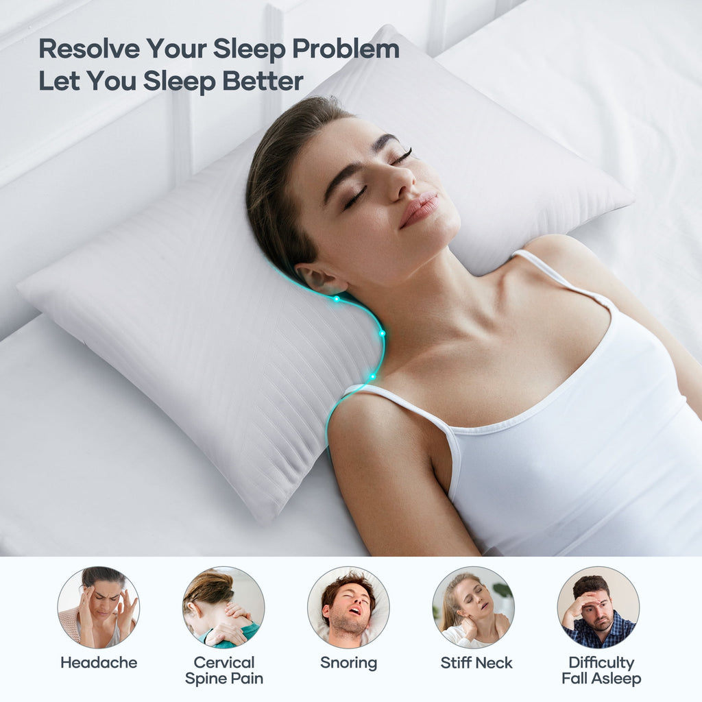 Shredded Memory Foam Pillow 2 Pack Pillow for Bed, Side, Back and Stomach Sleepers, CertiPUR-US Certified 28"x20" - Image 4