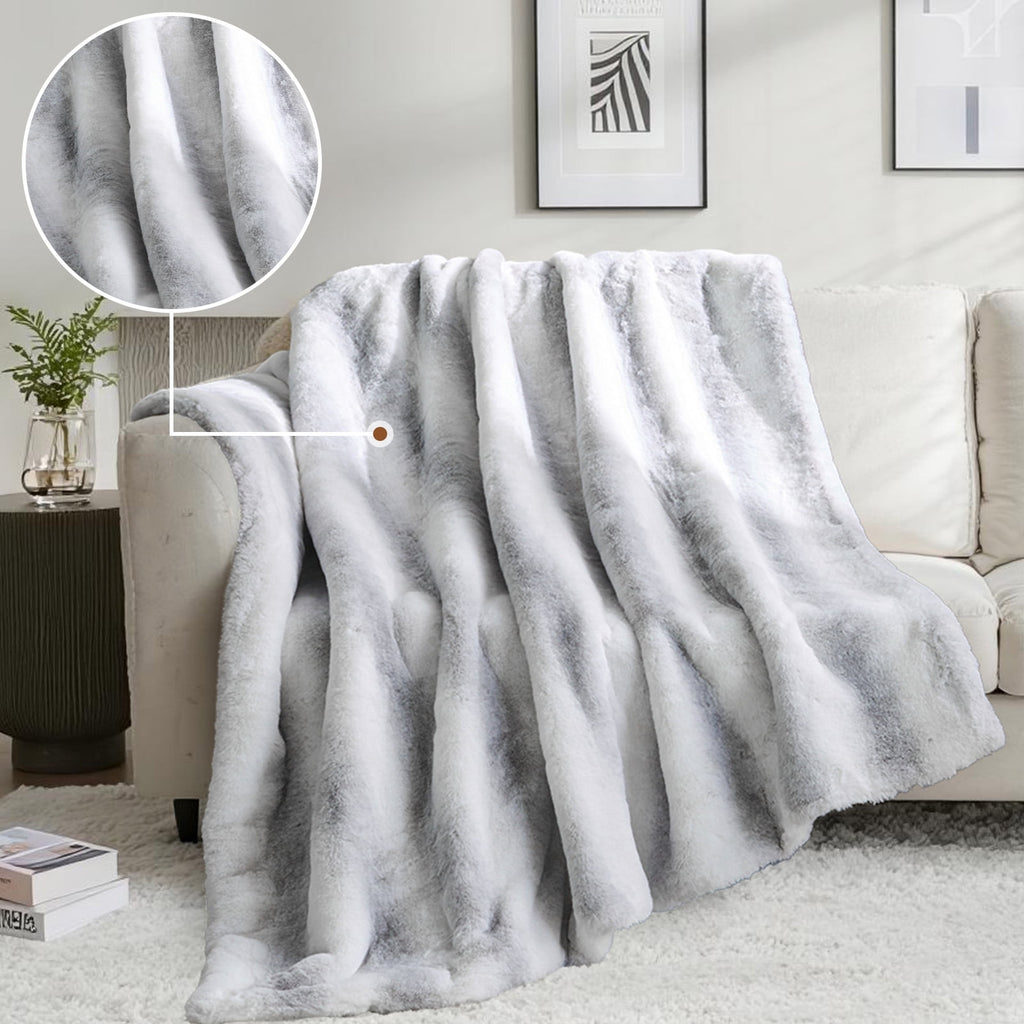 Luxury Faux Fur Throw Blanket for Bed Super Thick Warm Fuzzy Blankets for Bedroom Living Room, 60" x 80", White - Image 4