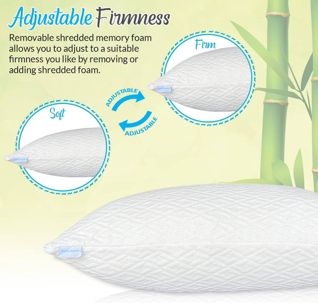 King Size Bamboo Pillow, Memory Foam Bed Pillows with Washable Pillowcases, King (1 Pack) - Image 4