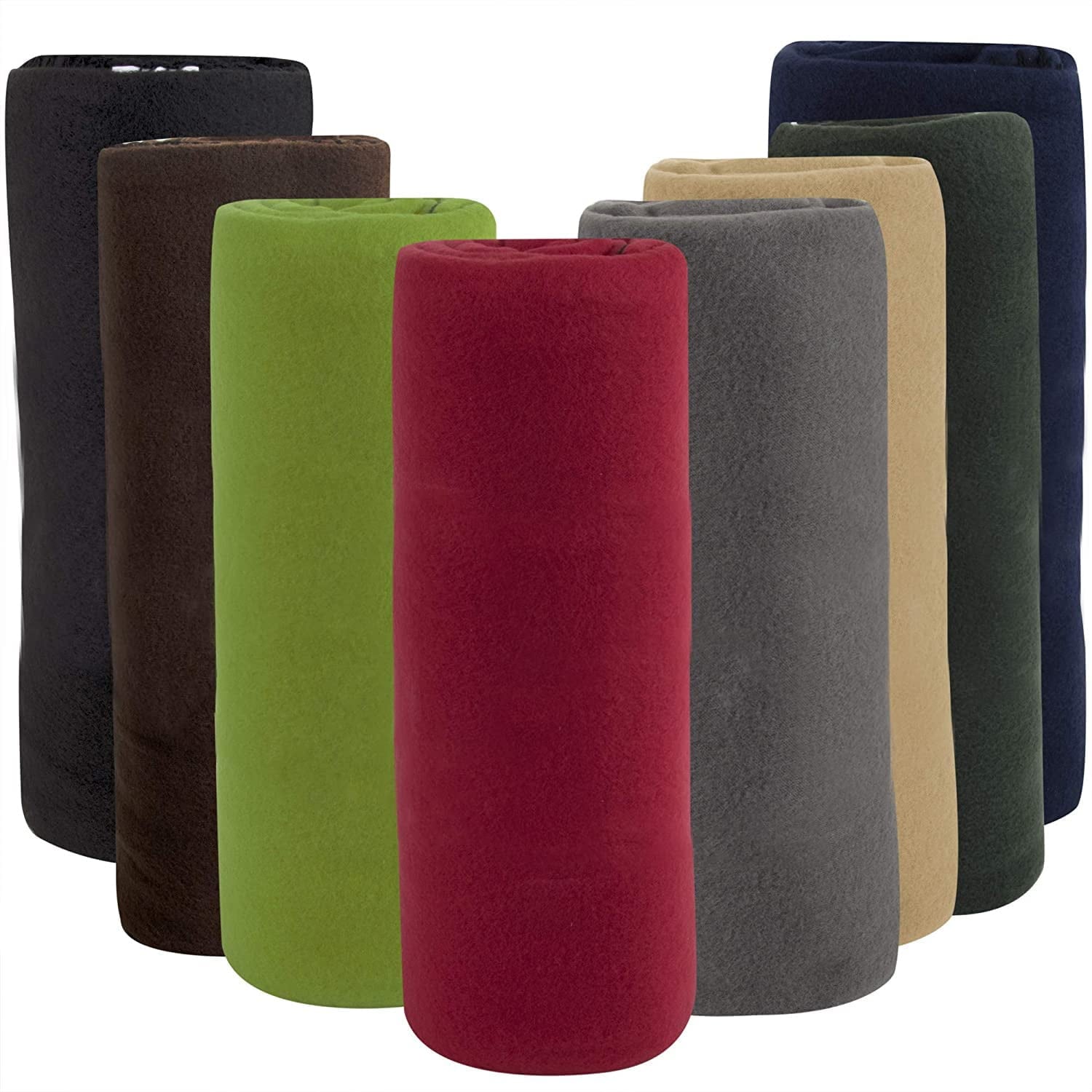24 pack Trail maker 60”L x 50”W Solid Color Hypoallergenic Fleece Throw Blankets in Assorted Colors - Image 2