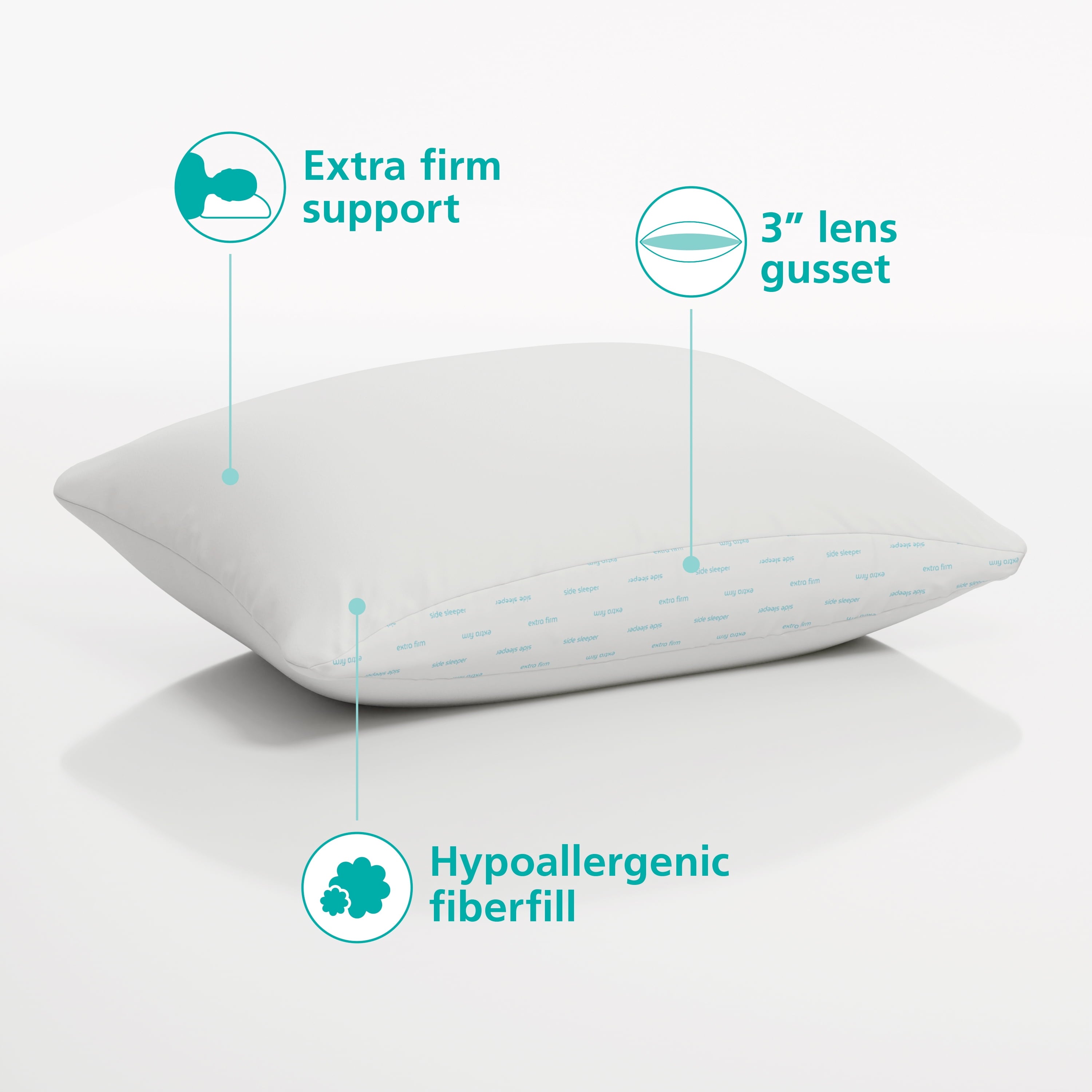 Back & Side Sleeper Bed Pillow, Standard/Queen - Extra Firm Support (4 Pack) - Image 2