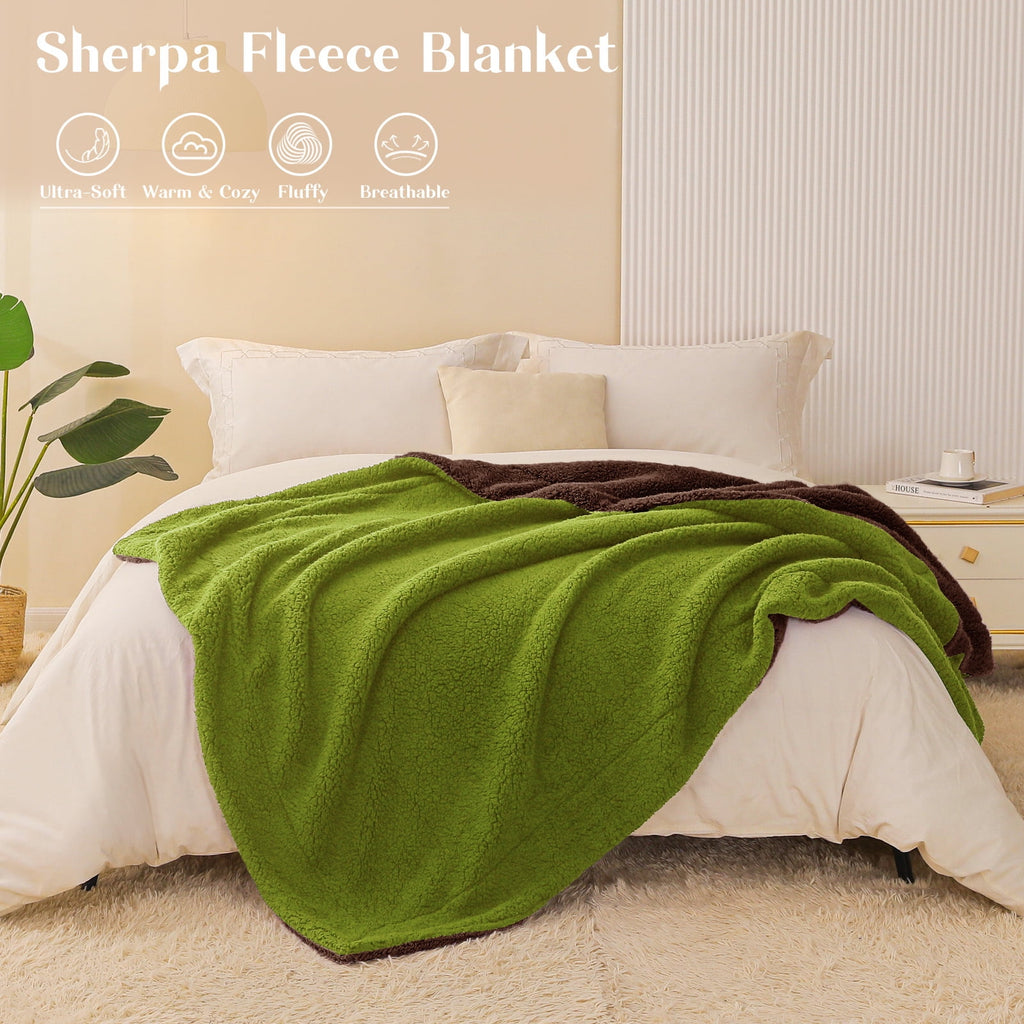 Reversible Sherpa Fleece Throw Blanket for Couch, Soft Plush Blanket for Bed Sofa, Warm Fluffy Blankets for All Seaso... - Image 6