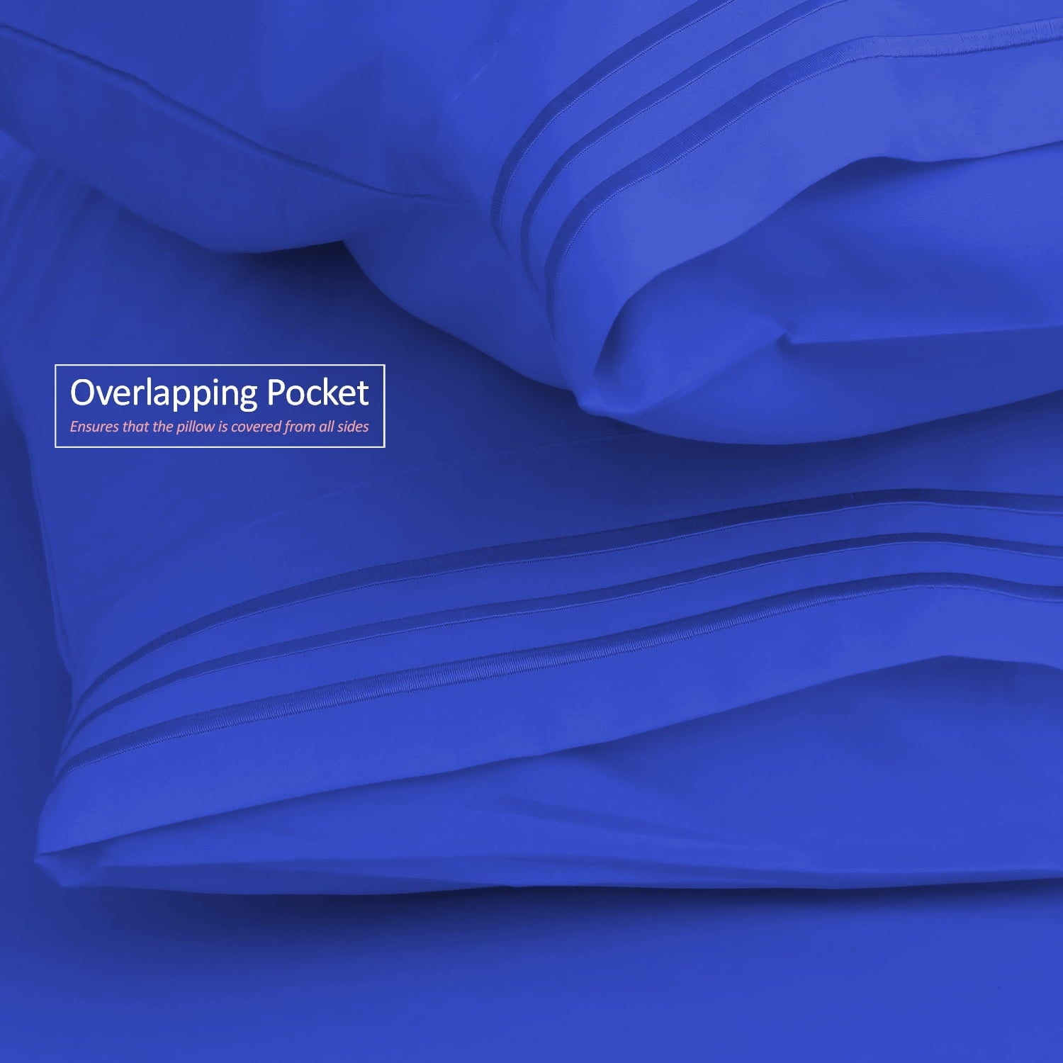 Premier 1800 Microfiber Collection 3-Line Bed Sheet Set, Full Size, Royal Blue - Image 5