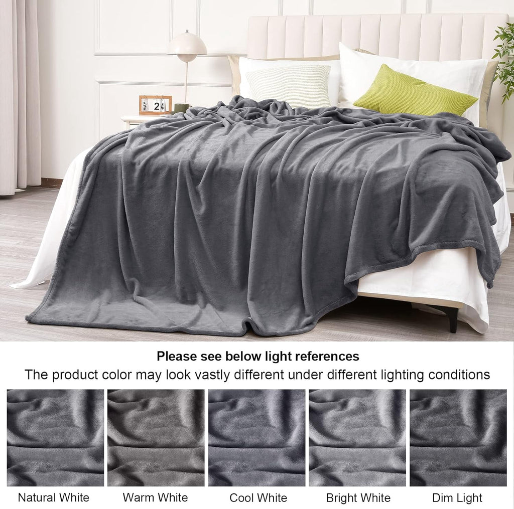 Fleece Throw Blanket, Fuzzy Soft Lightweight Blankets for Bed, Sofa, Suitable for All Season, Grey, 50x60 inches - Image 6