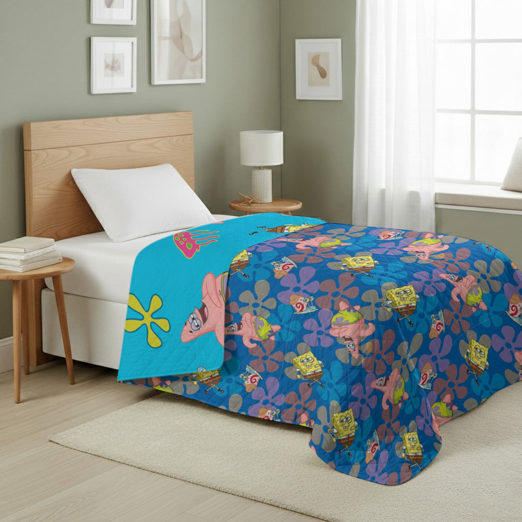 Spongebob Tropical Waltz Quilted Throw Blanket 60x80 inches, Kids Character Bedding - Image 2