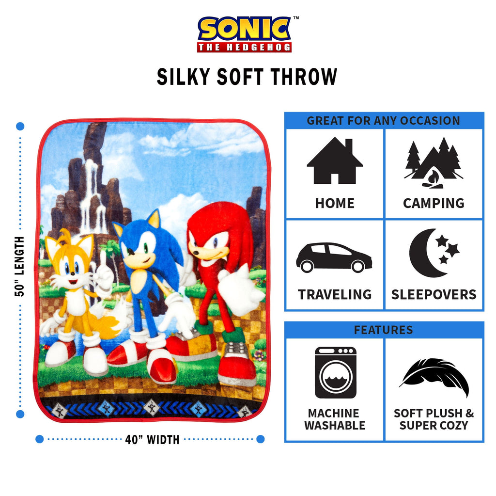 Sonic the Hedgehog Kids Silky Soft Plush Throw Blanket, 40" x 50" - Image 3