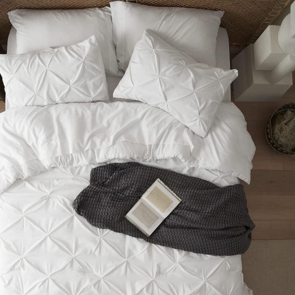 White Queen Comforter Set- 7 Pieces Pintuck Bedding Set with Comforters, Sheets, Pillowcases & Shams - Image 5