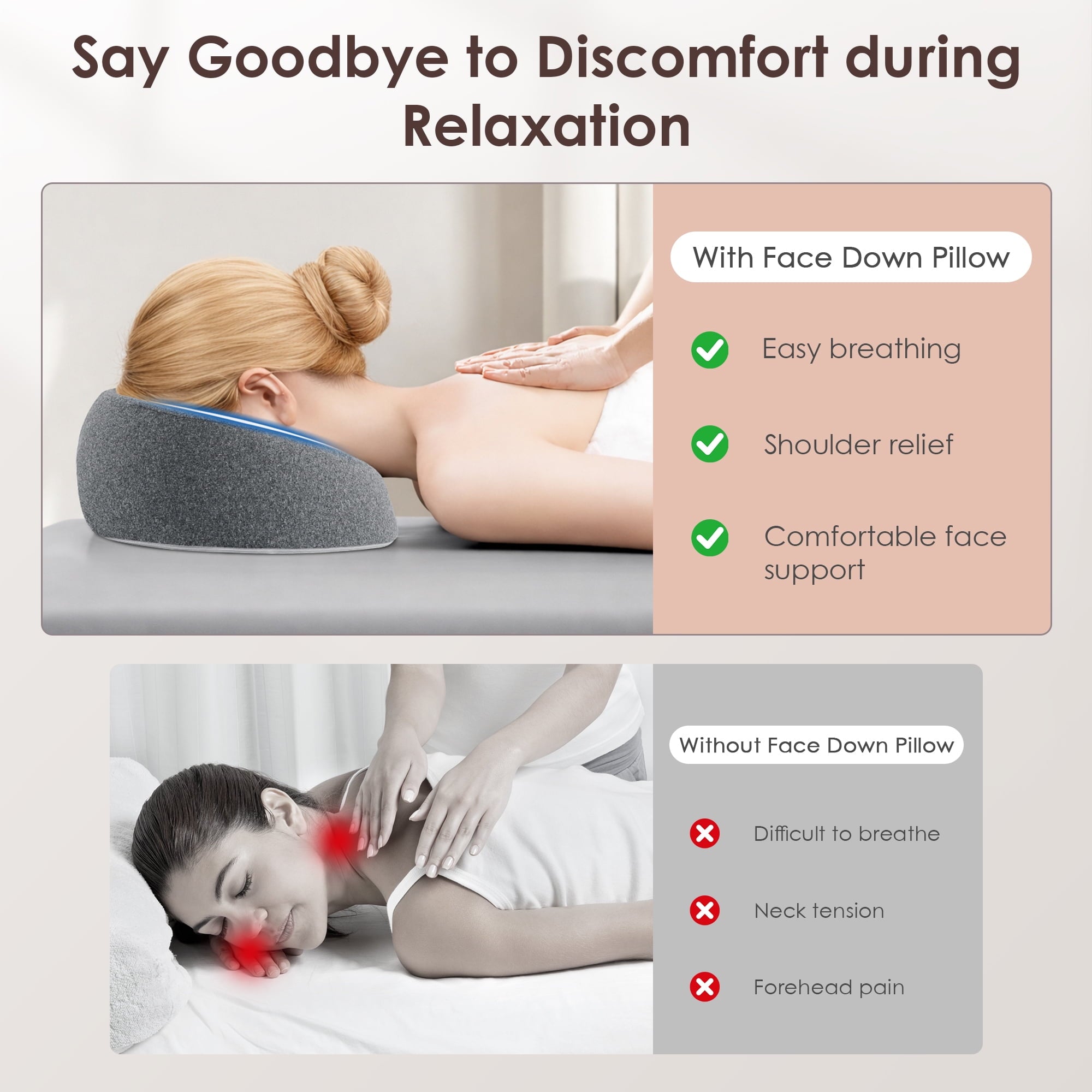 Face Down Pillow Massage Headrest for Bed, Memory Foam Pillow Face Cradle Support for Stomach Sleepers, Eye Post-Surg... - Image 5
