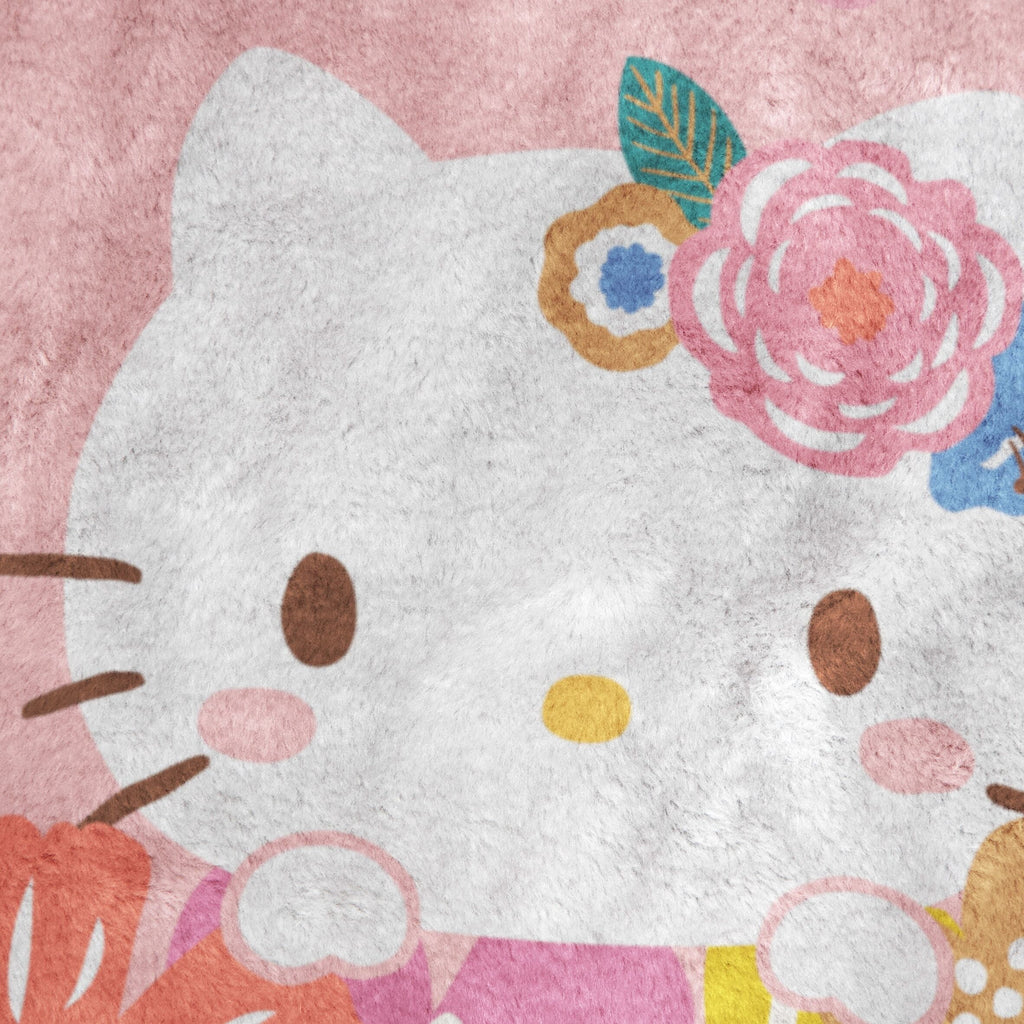 Sanrio Hello Kitty Floral Grace 46 x 60 Coral Fleece Kids Throw Blanket - Soft Bedding Accessories - Image 3