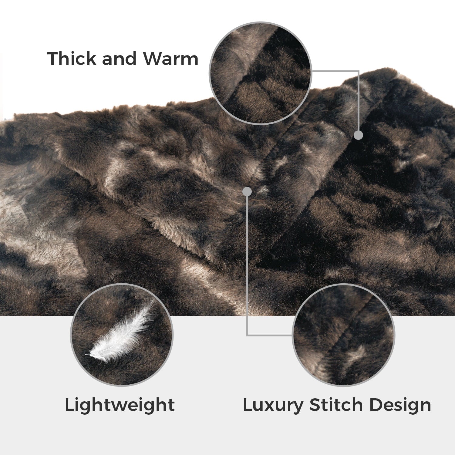 MOOFUN Faux Rabbit Fur Throw Blanket- 50x60 inches, Soft Fluffy Cozy Warm Fuzzy Machine Washable, Durable Blanket for Couch and Bed - Brown - Image 6