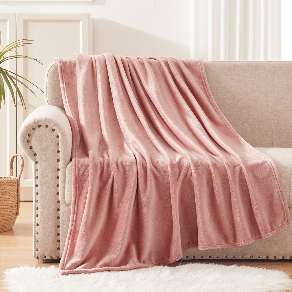 Fleece Throw Blanket for Couch, Sofa, Super Soft and Warm Blankets, Pink Throw All Season Use, Cozy, Plush, Lightweig... - Image 2