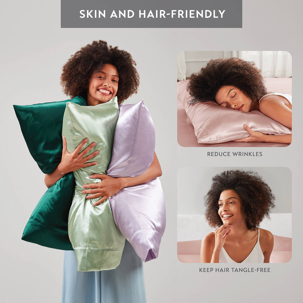 Satin Sheet Set, Twin Bed Sheets with Pillowcases, 4-Piece Luxury Silky Sheet Set, Blue, Gifts for Women - Image 5