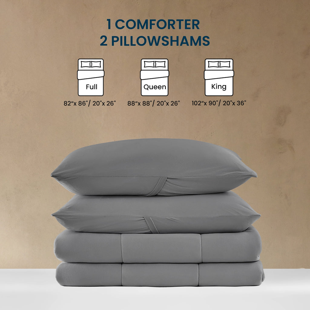 Sleep Zone 3 Pieces Jersey Knit Bedding Sets with 1 Comforter and 2 Pillow Shams, Soft and Breathable Comforter Set with Women, Men, Adults, - Image 2