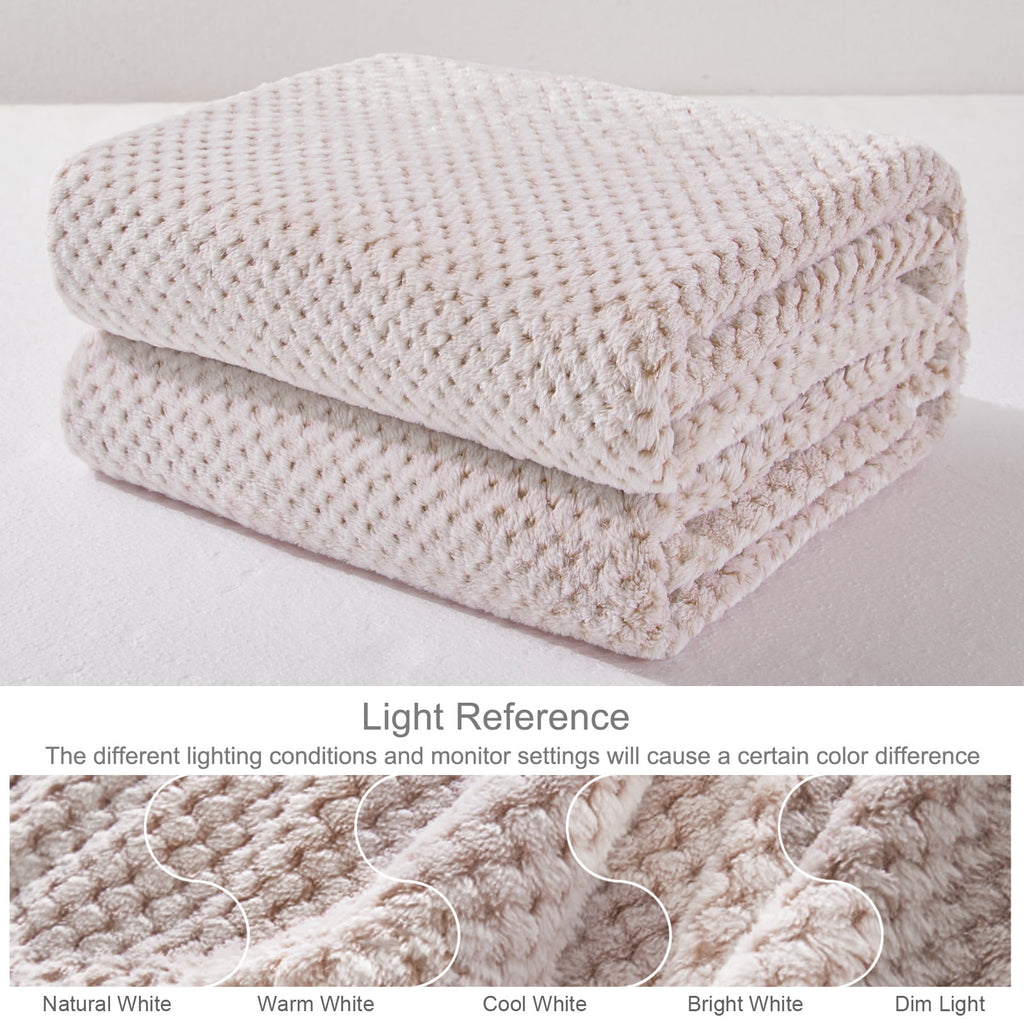 Exclusivo Mezcla Waffle Textured Mixed Camel Fleece Blanket, Super Soft and Warm 50"x70" Throw Blanket for Couch, Cozy, Fuzzy and Lightweigh - Image 2