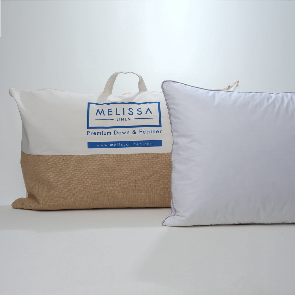 Melissa Linen Premium Goose Down Feather Pillow for Bed, Soft & Supportive, Standard Size, White - Image 4