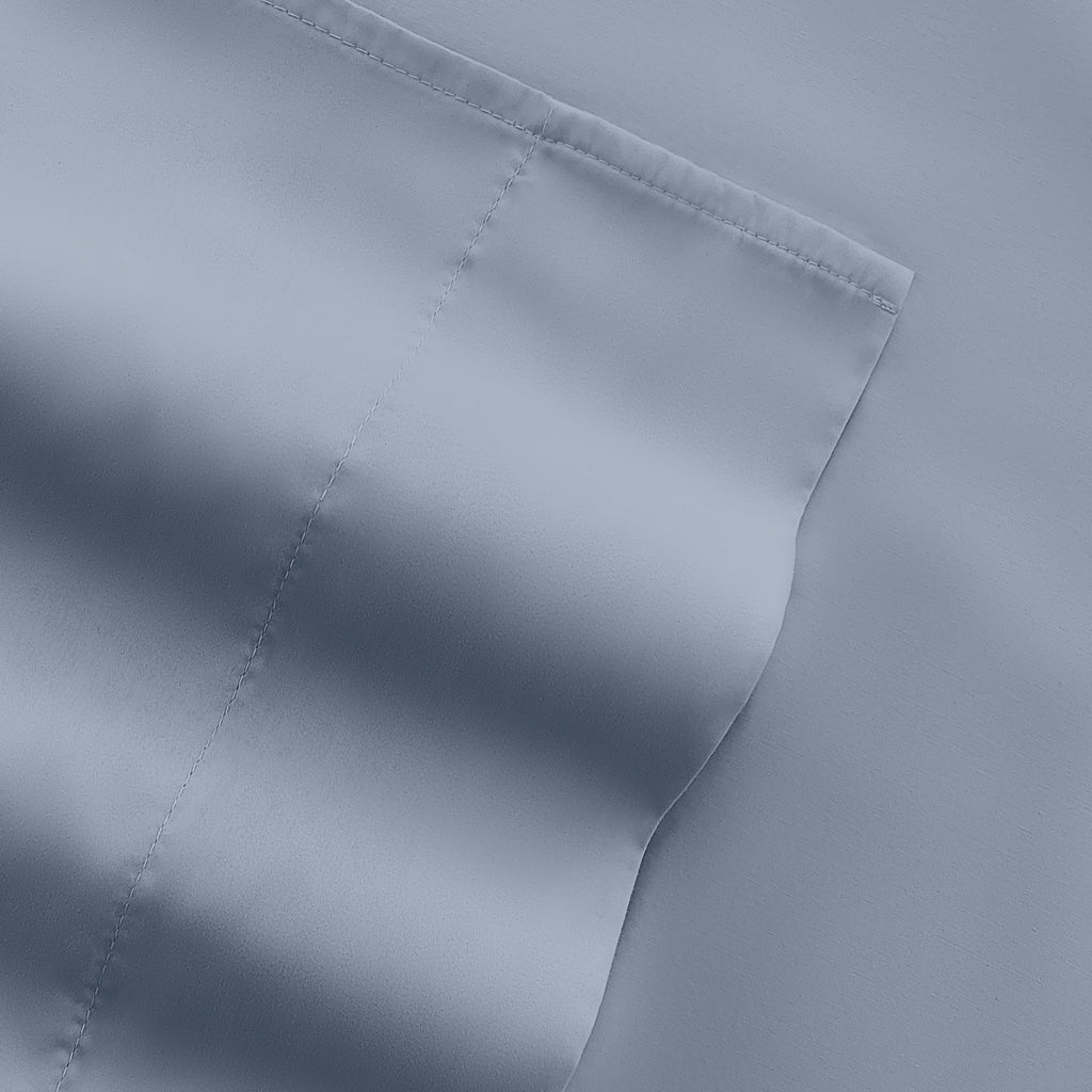 Queen, Light Blue Solid Microfiber 6 Piece Bed Sheet Set - Image 4
