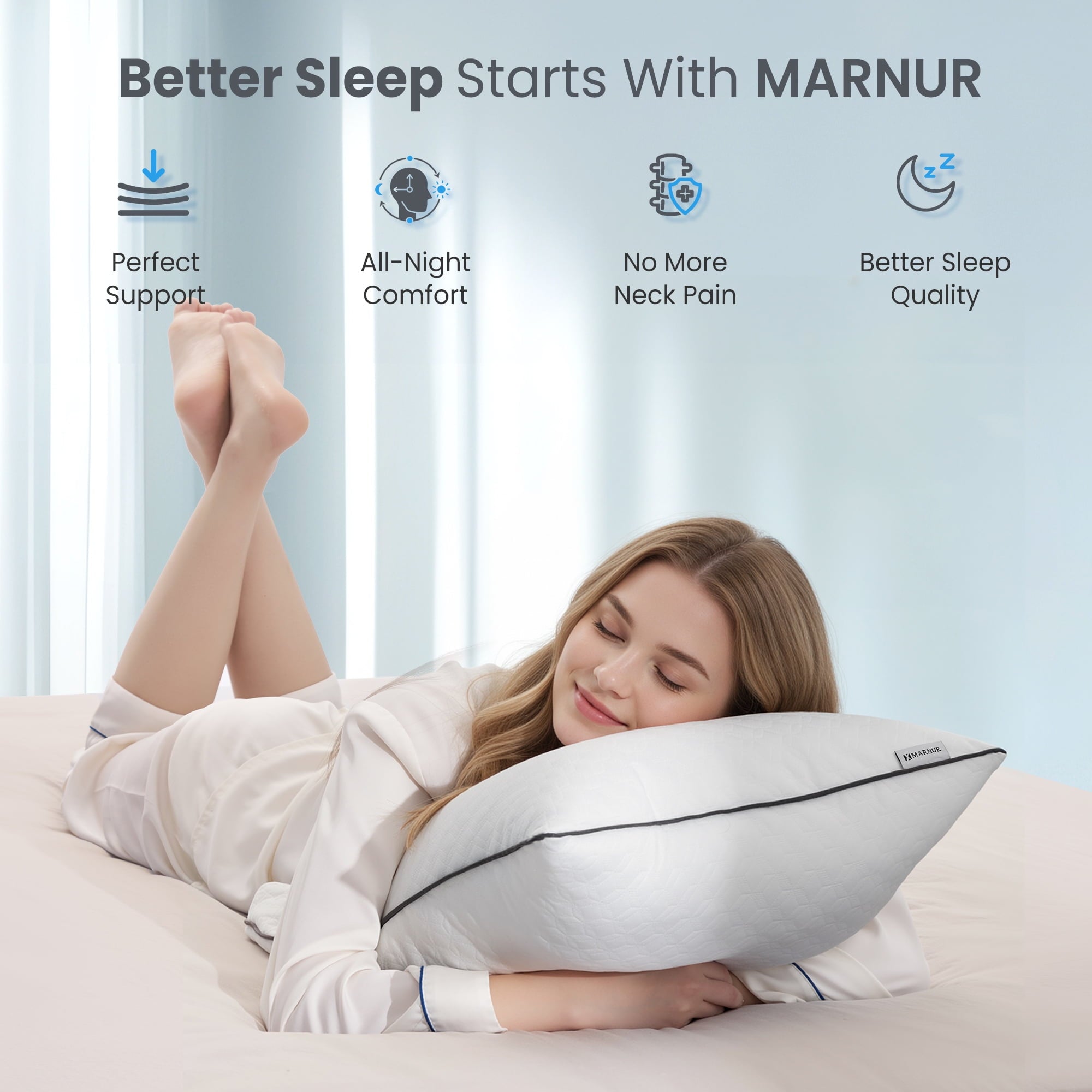 Bed Pillows Hotel Collection Luxury Down Alternative Pillow for Beds 2 Pack, Medium Support for Side & Back Sleepers ... - Image 2