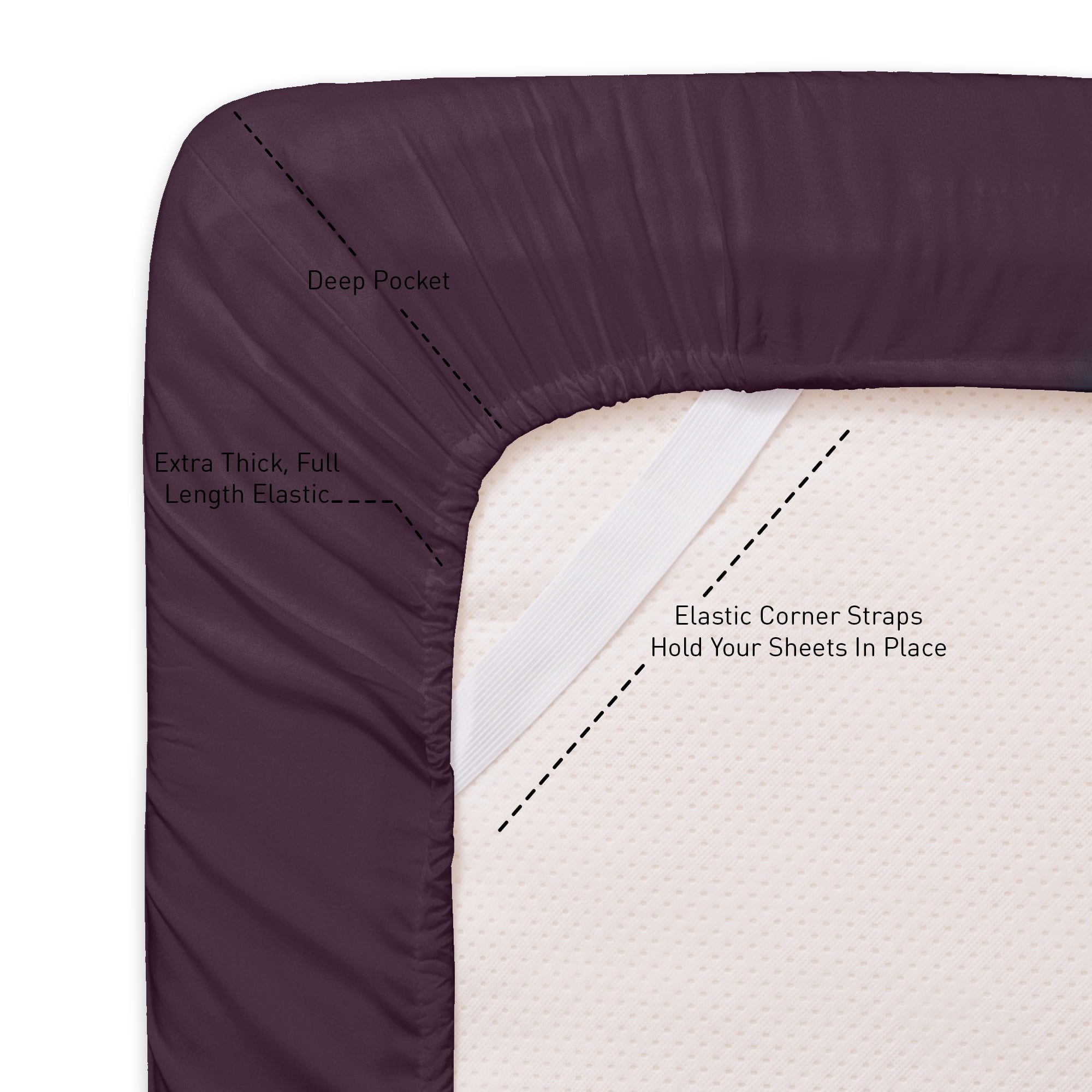 1800 Series Bed Sheets - Extra Soft Microfiber Deep Pocket Sheet Set - Purple, Full - Image 3