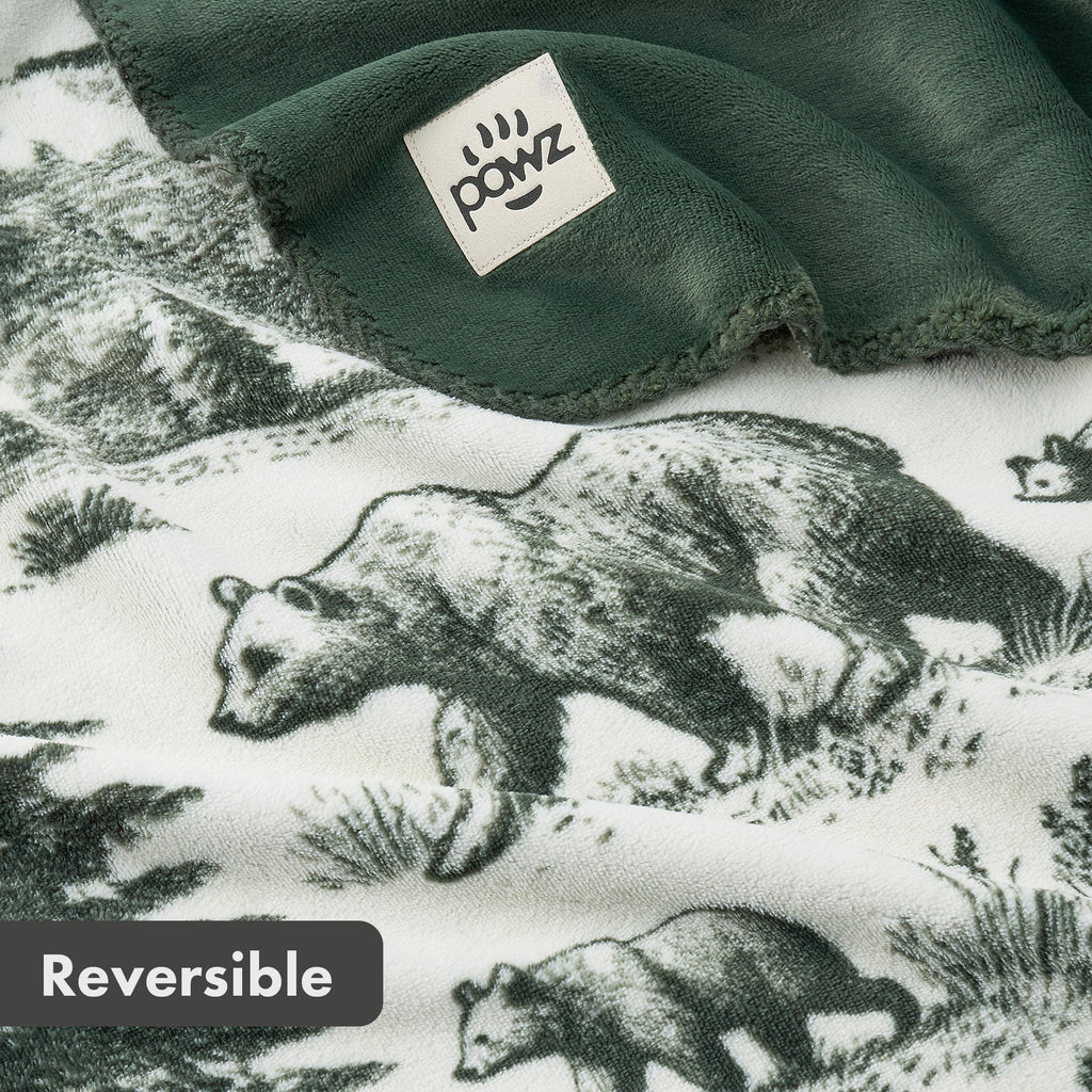 Pawz Plush Oversized Throw Blanket for Couch or Bed, Soft Flannel Fleece, Green Pine Trees, 50"x72" - Image 2