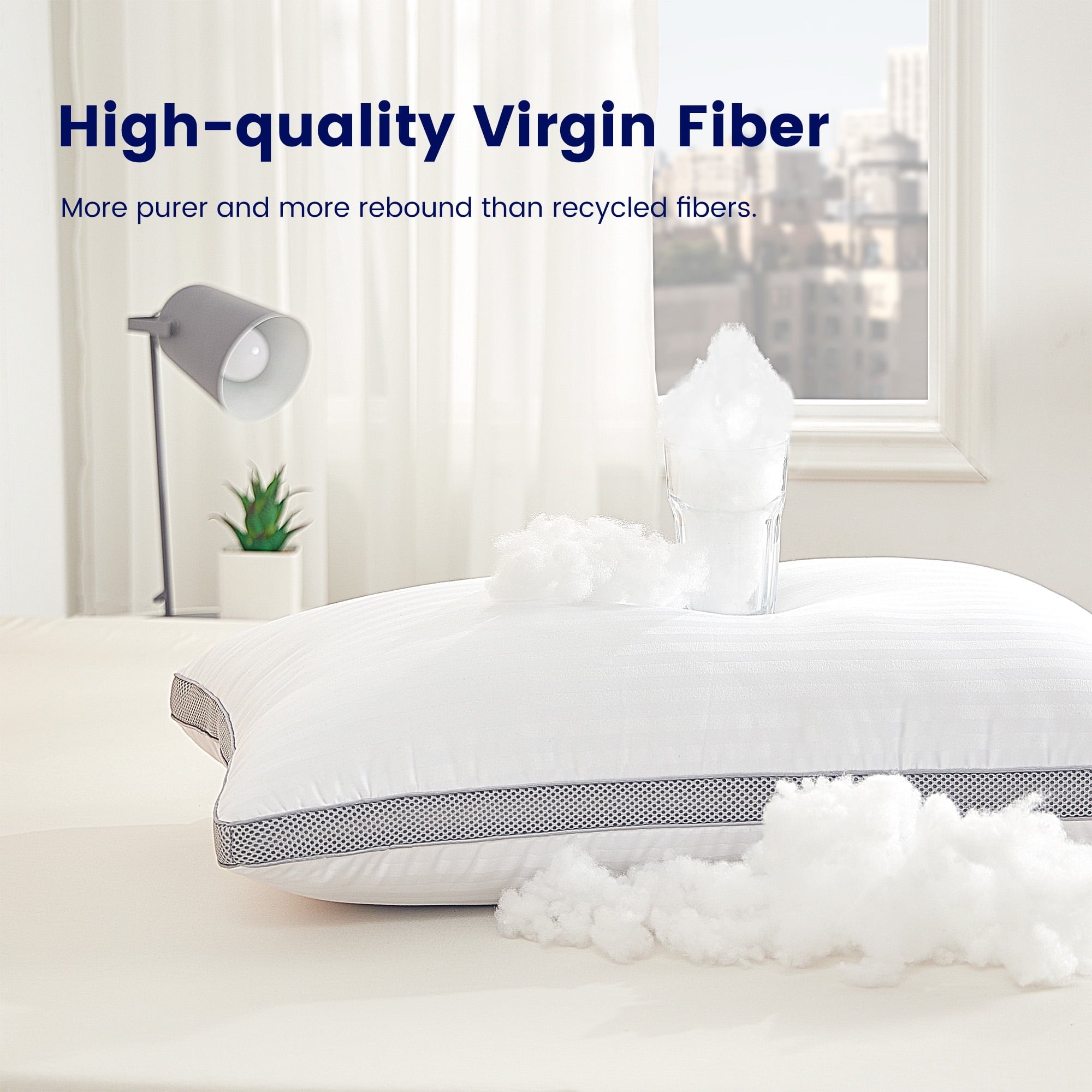 Bed Pillows for Sleeping, Queen Size Set of 2, Sandwich Mesh with Breathable Sides, Premium Medium pillows for Back, ... - Image 2