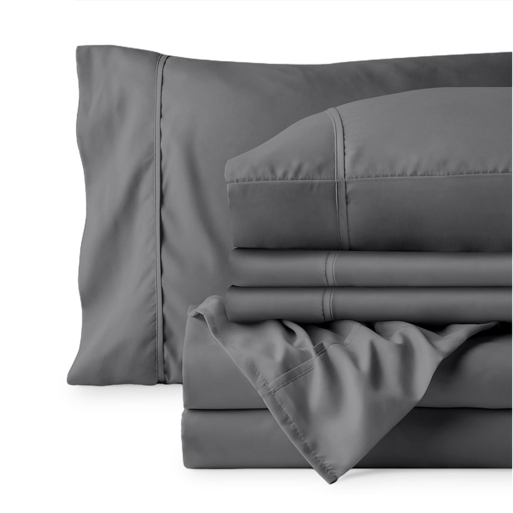 Bare Home Luxury Bed Sheet Set - Premium 1800 Collection - 6 Piece - Queen, Gray - Image 2