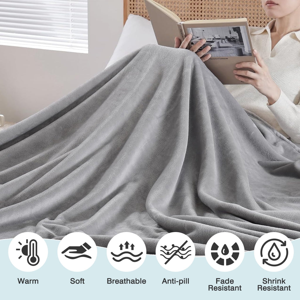 Twin Size Blanket for Bed, 60x80inch Super Cozy Soft Bed Blanket for Sleep Snap, Lightweight Reversible Blankets and ... - Image 5