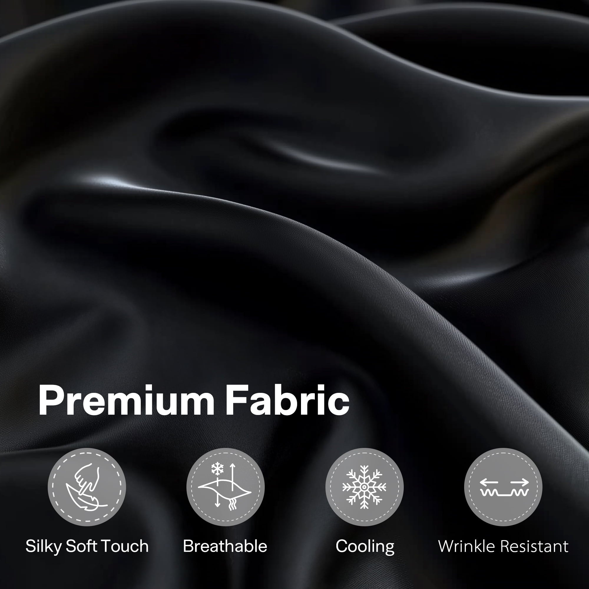 Queen Silk Black Bed Sheet Set,4 Pieces 1800 Microfiber 2 Pillowcase 20"x30" - Image 3