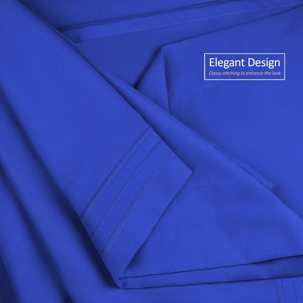 Premier 1800 Microfiber Collection 3-Line Bed Sheet Set, Full Size, Royal Blue - Image 4