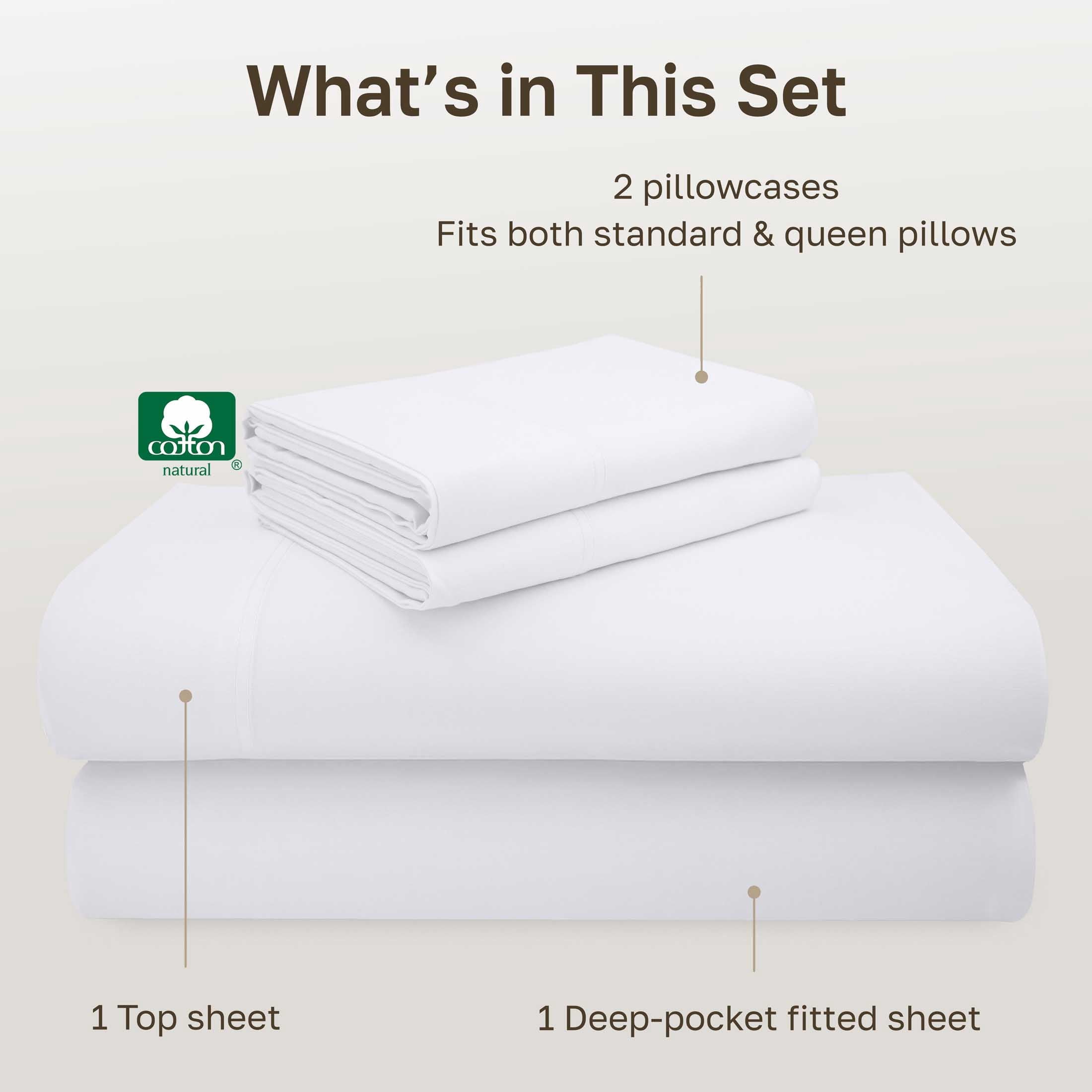 California Design Den 100% Cotton Queen Sheets Set - 600 Thread Count 100% Cotton Sheets Queen, Sateen Deep Pocket Adult/Teen 4 Piece Bed Sh - Image 4