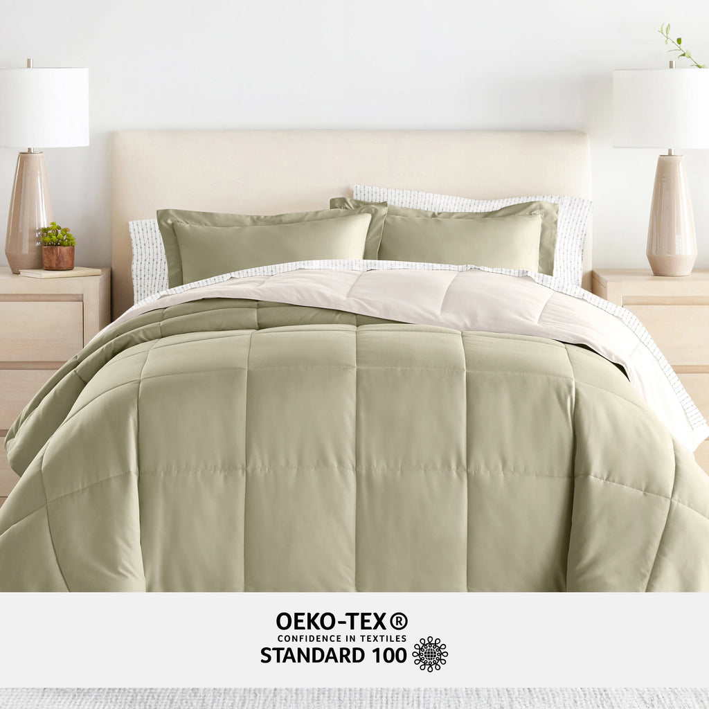 5 Piece Bedding Bundle, Reversible Comforter and Patterned Sheet Set, Twin - Image 6
