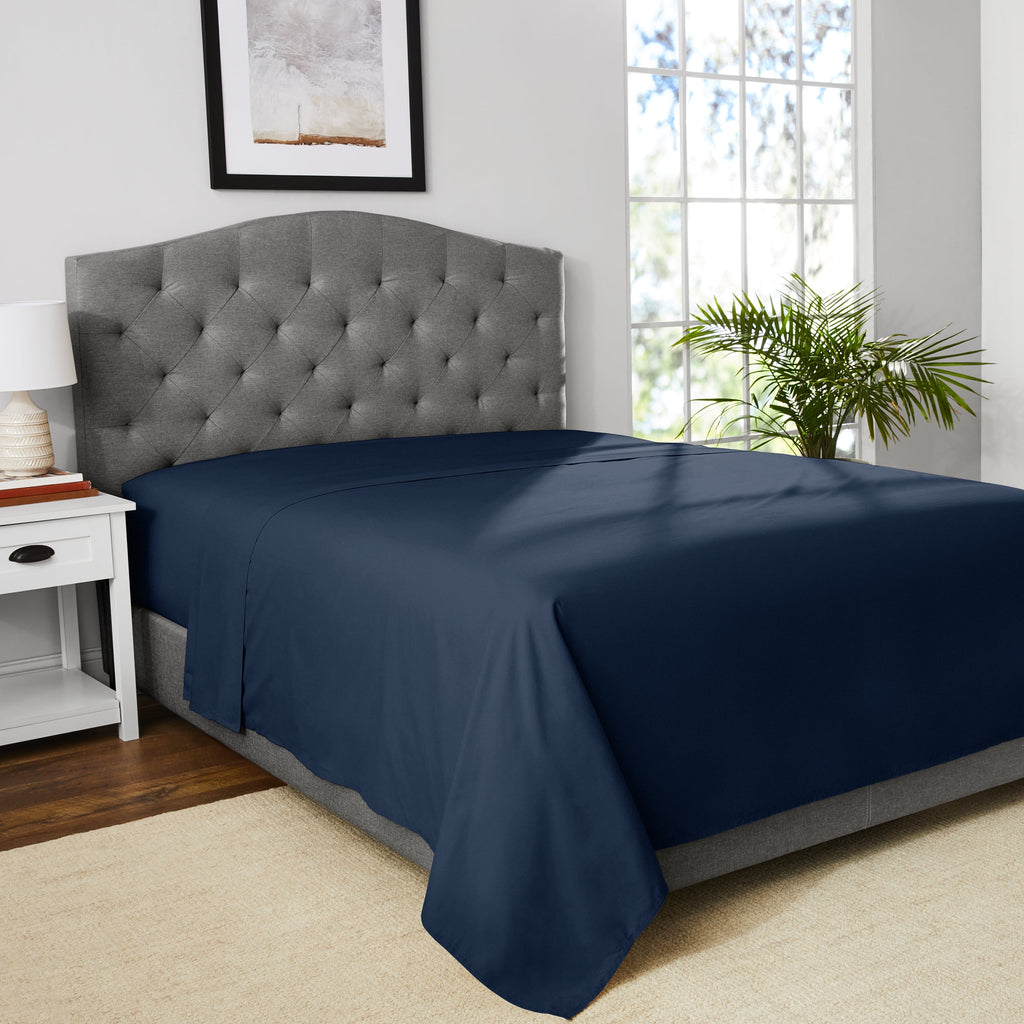 300 Thread Count Easy Care Blue Cove Cotton Blend Percale Flat Bed Sheet, King - Image 5