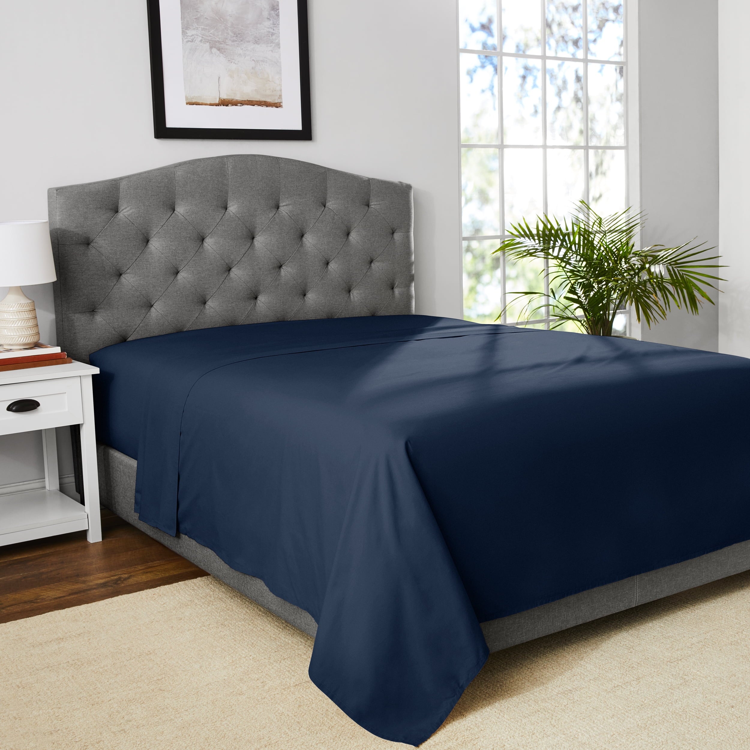 300 Thread Count Easy Care Blue Cove Cotton Blend Percale Flat Bed Sheet, King - Image 5