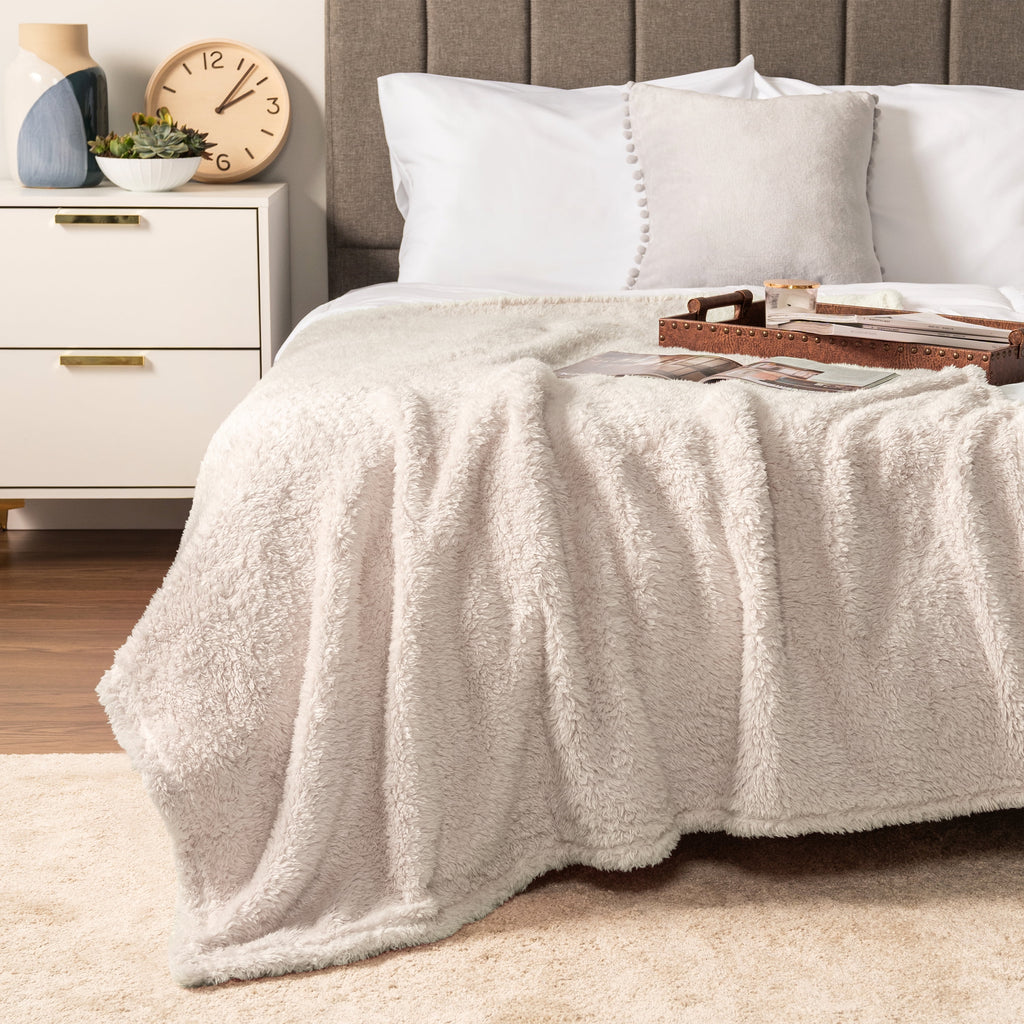 Sherpa Throw Blanket For Couch Sofa, Cream Beige Fluffy Warm Plush Blanket for Bed, Cozy Super Soft Lightweight Throw... - Image 6