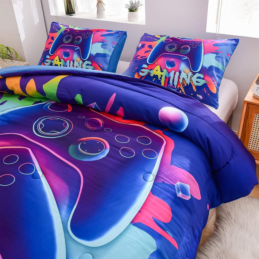 NTBED Purple Queen Gaming Comforter Sets for Boys Kids Bedding Sets Colorful Games Console Gamer Quilt Set - Image 6