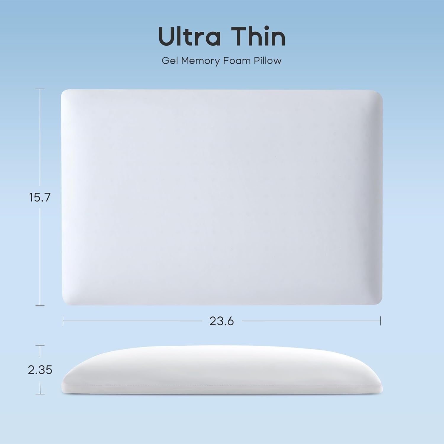 Sonive Ultra Thin Cooling Memory Foam Pillows, Summer Bed Pillows for Back, Stomach or Side Sleepers, Flat Pillow with Washable Cover, Premi - Image 4