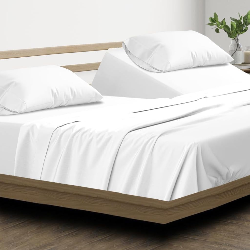 Top Split King 100% Egyptian Cotton 1000 Thread Count, Adjustable Beds -Top Split King Sheets Sets (4 Pcs) Split Down... - Image 2