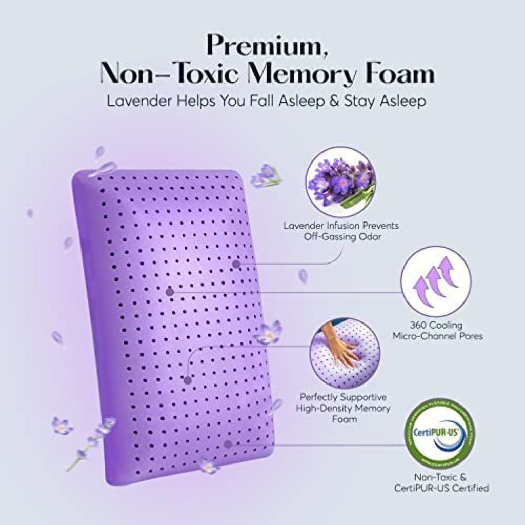 Plush Zen Bed Pillow, Lavender Scented Cooling Adaptive Memory Foam Queen - Image 4