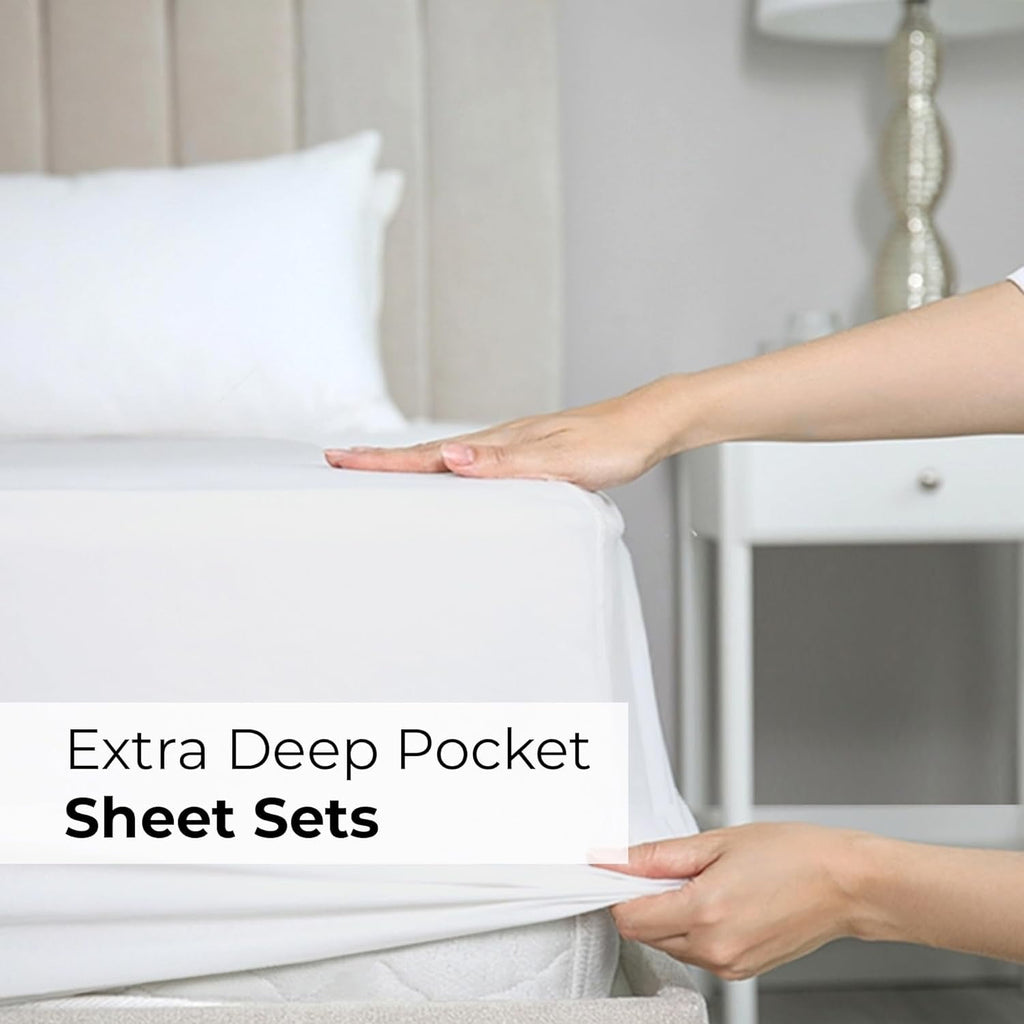 CGK Linens 6-Piece Extra Deep Pocket Sheet Set With Extra Matching Pillowcases - King Size Bed Sheets Fits 18"-24" Ma... - Image 6