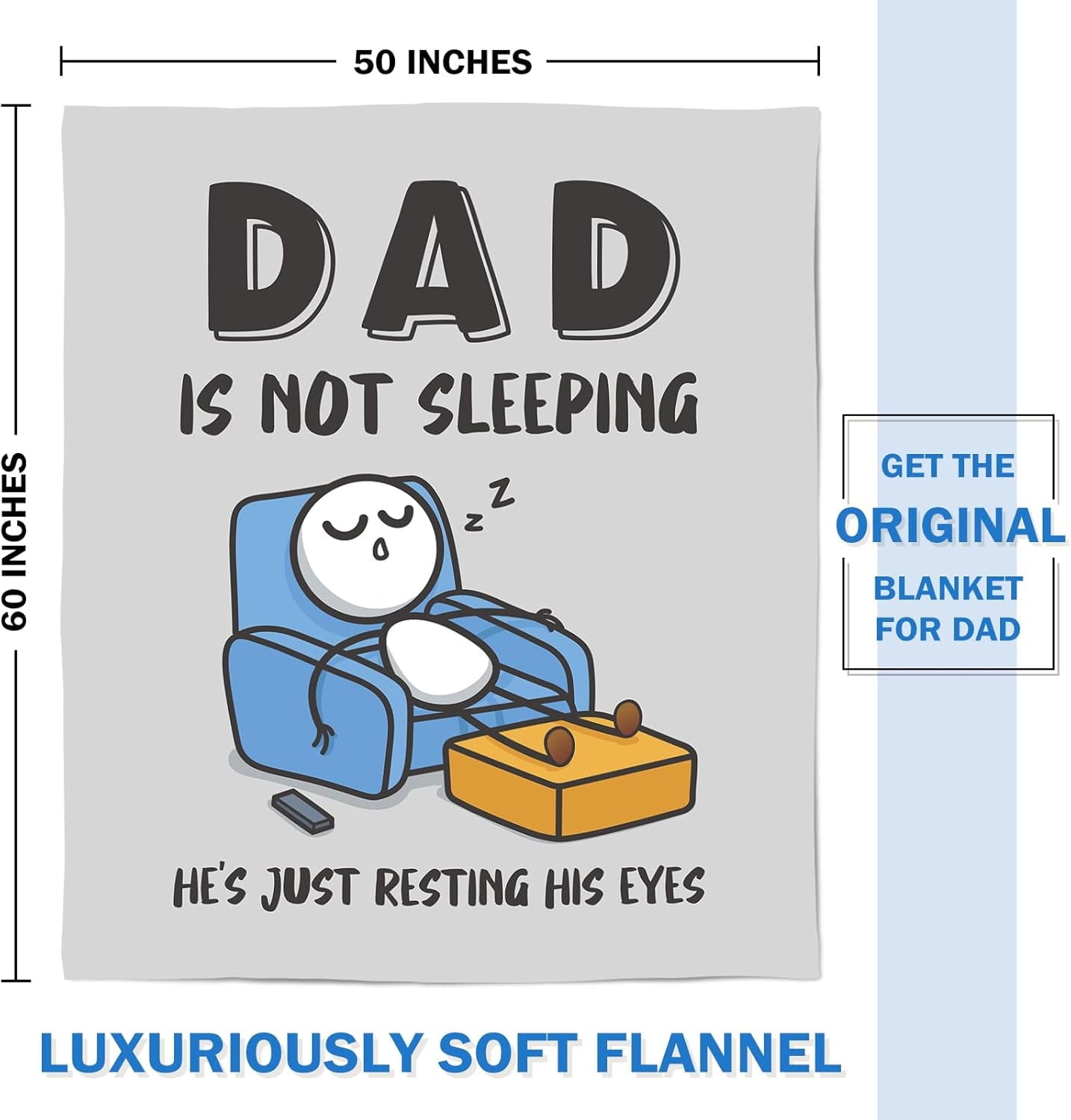 Funny Fathers Day Dad Gifts , Dads Birthday Gifts, Dad is Not Sleeping Blanket, Super Soft Throws Blanket for Napping - Image 4