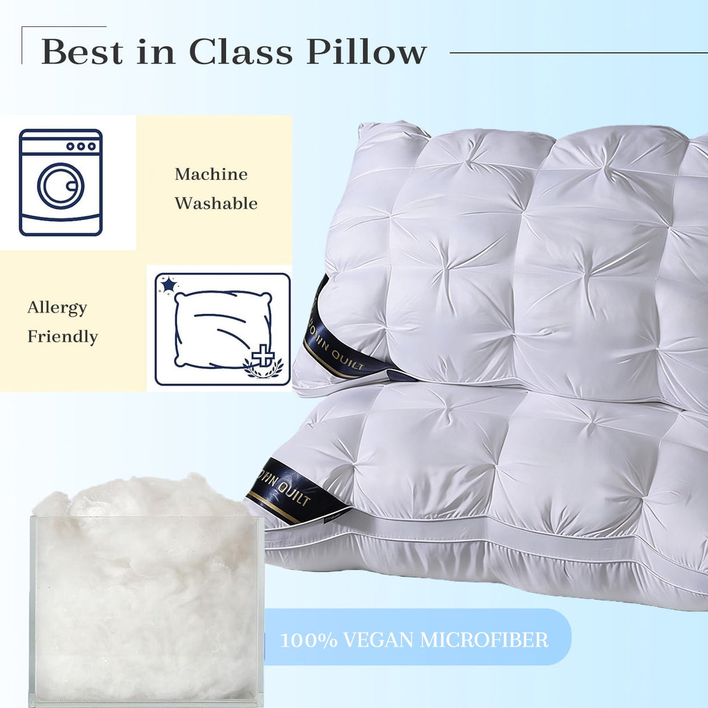 2-Pack White Twisted Bed Pillows (20" x 16.5") - Soft Plush Down Alternative, Breathable and Hypoallergenic, Standard... - Image 5