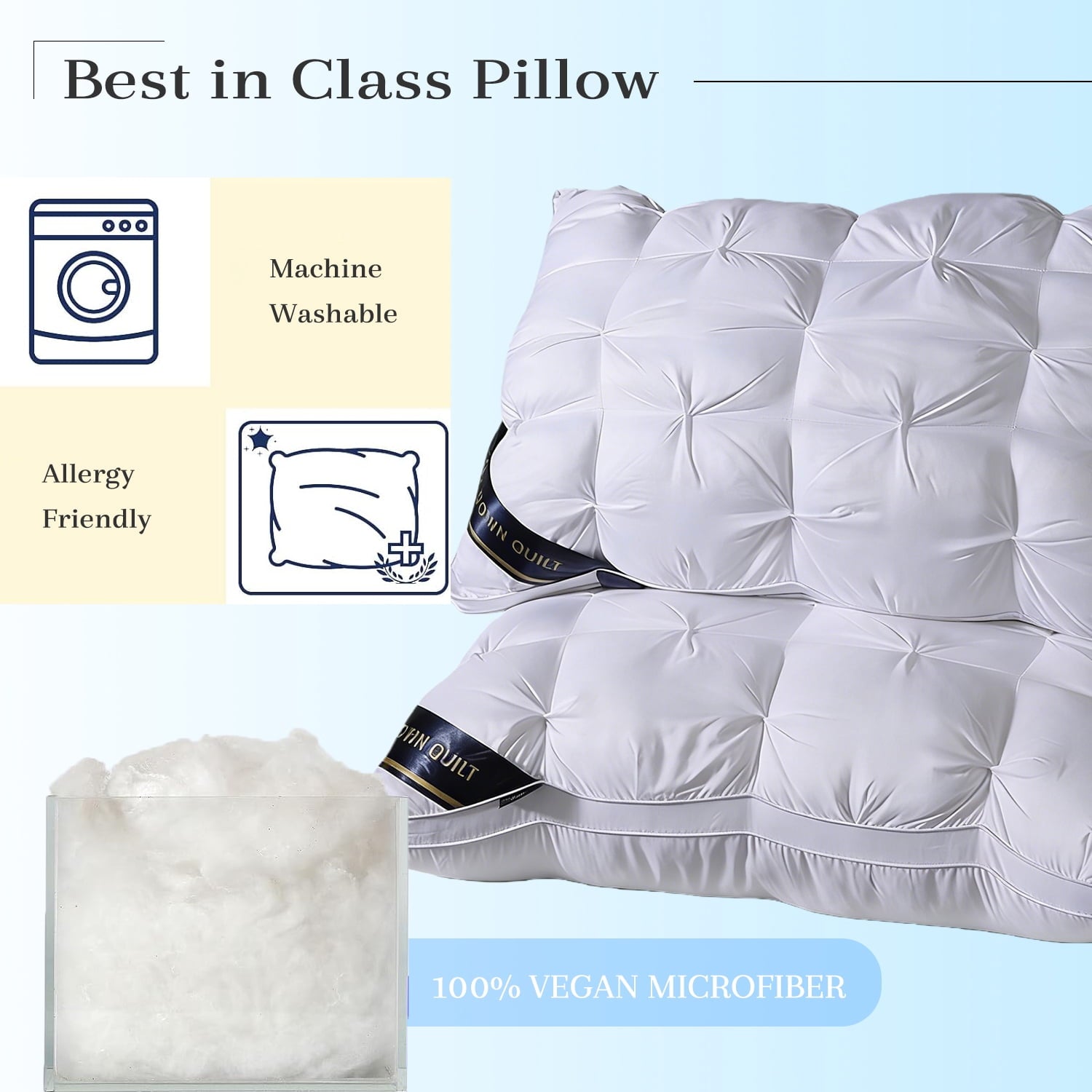 2-Pack White Twisted Bed Pillows (20" x 16.5") - Soft Plush Down Alternative, Breathable and Hypoallergenic, Standard... - Image 5