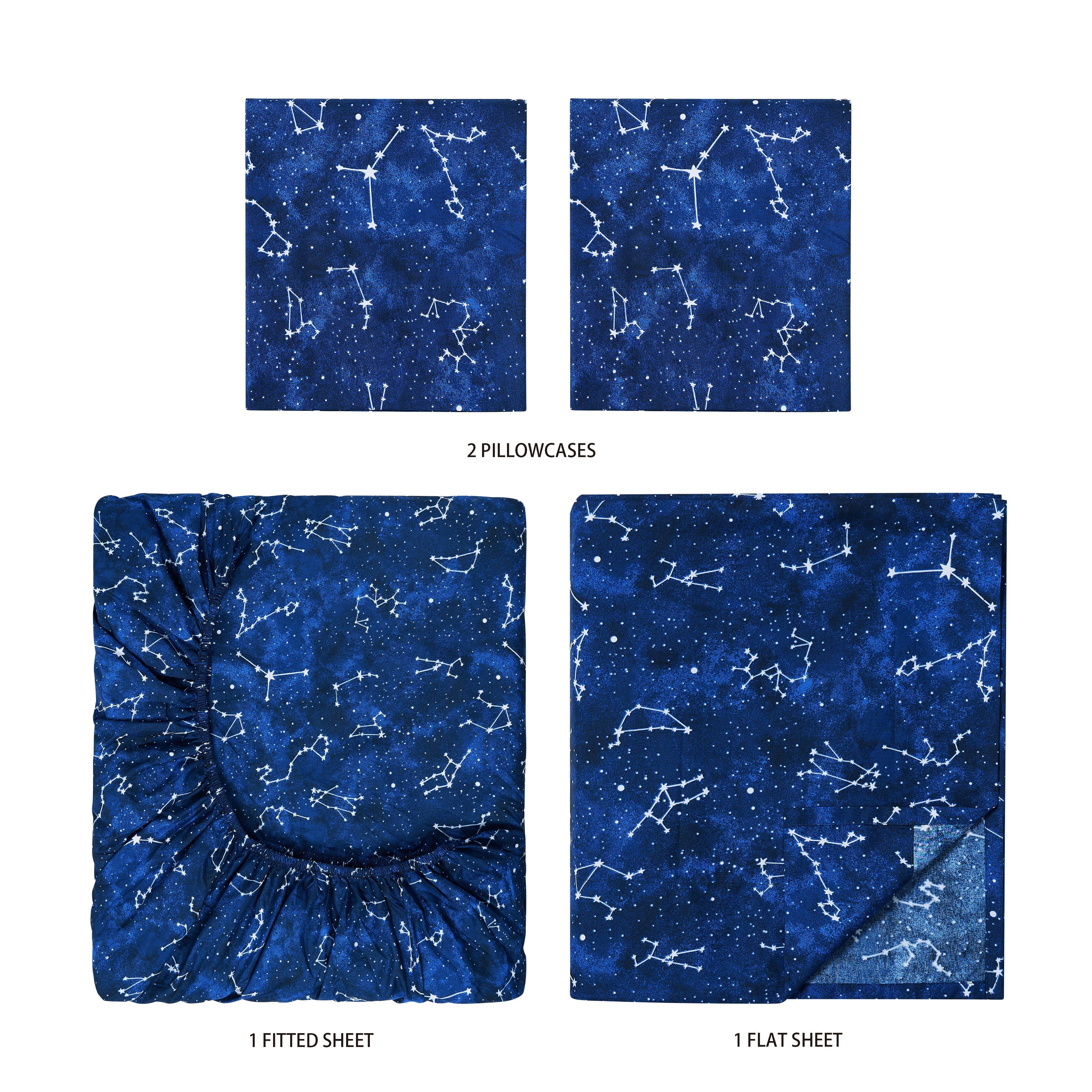 Kids Soft Microfiber Sheet Set, Navy Blue Stars, Full, 4 Pieces, Easy Care - Image 5