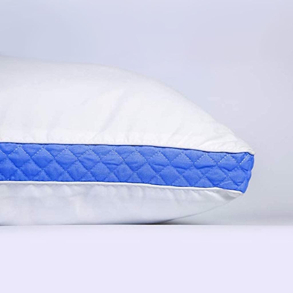 Gusseted Quilted King Size Bed Pillows Set of 2, Blue Bed Pillows for Side Sleepers and Back Sleepers - Image 2