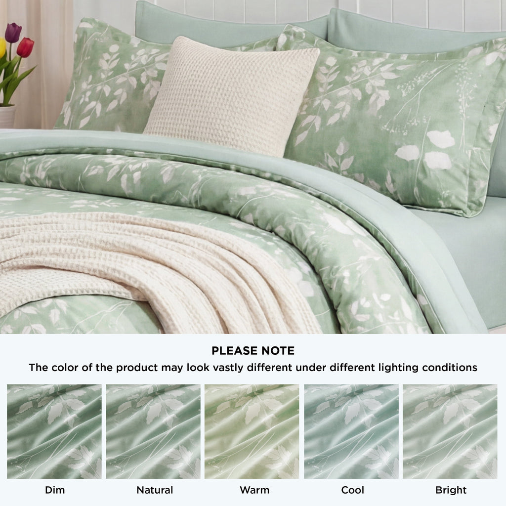 Queen Comforter Set Sage Green, Bed in a Bag Queen Size Bedding, 7-Pieces Botanical Flowers Spring Comforter, Sheets,... - Image 5