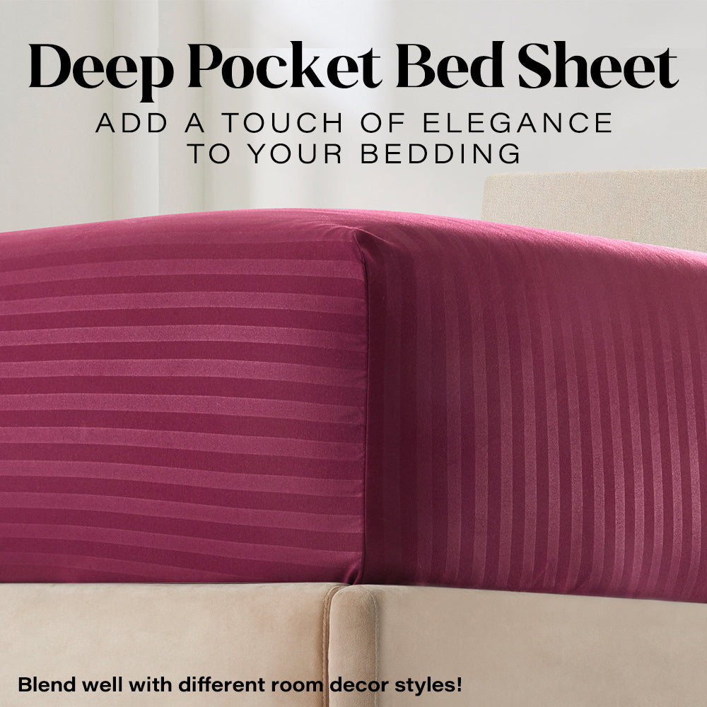 Bedding Set with Flat Sheet, Fitted Bed Sheet & Pillowcases, Full Burgundy - Image 5